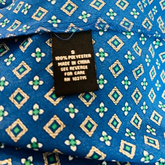 Christin Michaels blouse, small, EUC, bright blue, gold buttons - Picture 13 of 14